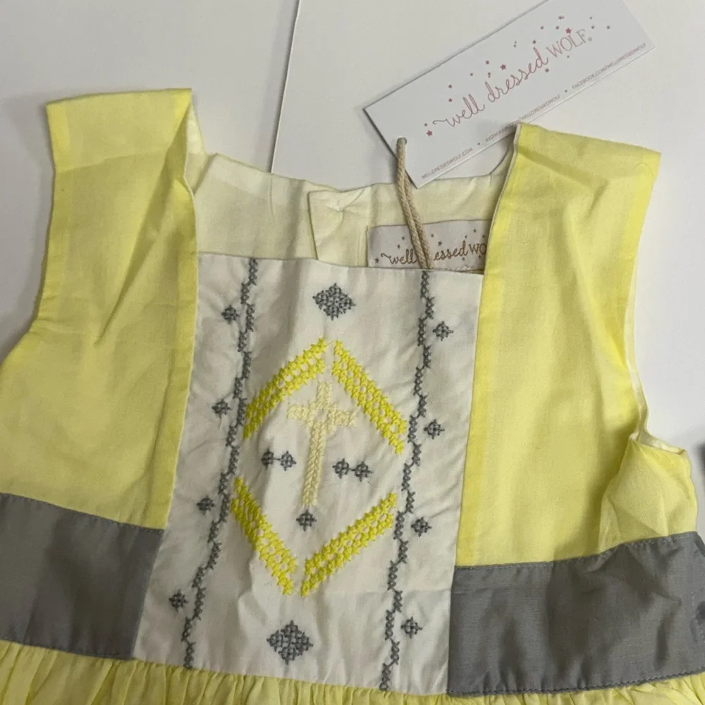 WELL DRESSED WOLF NWT Embroidered Tunic Dress & Shorts Set Yellow Gray Girls 4T